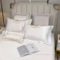 Hotel embroidery pearl white bedding for all seasons